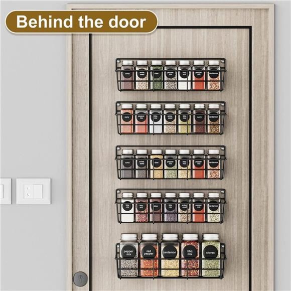 5 Pack Spice Rack Seasoning Organizer Wall Mount, Hanging Spice Organizer Shelf - Picture 4 of 7